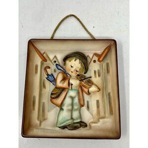 Vintage Hummel Wall Plaque Little Fiddler #93 TMK 4 Boy Playing Violinin Street